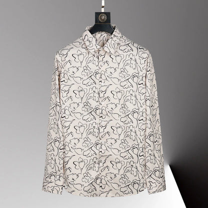 Hot men's shirt 3D printed pattern men's shirt long-sleeved lapel single-breasted fashion casual design slim body large size 6xl