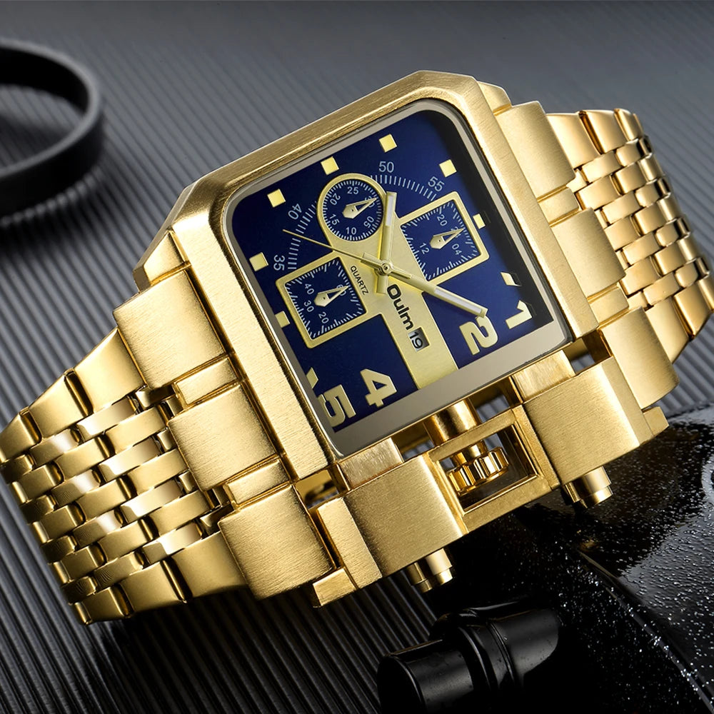 Oulm 3364 Luxury Brand Watch Stainless Steel Male Quartz Clock Auto Date Unique Military Men's Wristwatches Relogio Masculino