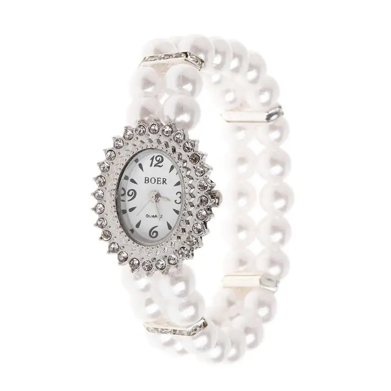 Fashion Women Watch Clock Women Casual Wristwatches Pearl Beaded Bracelet Watches Strap Quartz Wrist Watch Horloges Jewelry Gift