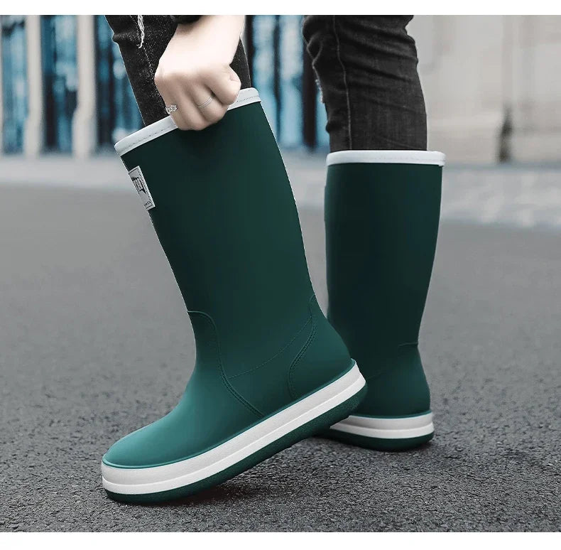 Men's Rain Shoes in The Cylinder Waterproof Wear-resistant Injection Molding Rubber Breathable New Outdoor Walking Water Shoes