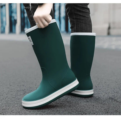 Men's Rain Shoes in The Cylinder Waterproof Wear-resistant Injection Molding Rubber Breathable New Outdoor Walking Water Shoes