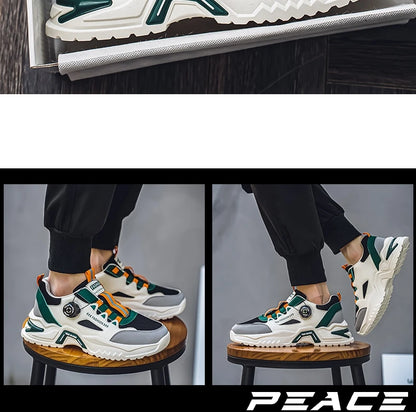 Men's Korean rotating shoelaces trendy sports shoes four season soft soled comfort casual sneakers outdoor student running shoes