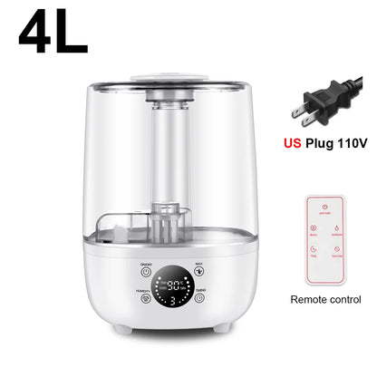 Air Humidifier 4L Large Capacity Ultrasonic Humidifier Home Essential Oils Diffuser for Bedroom Air Humidifier with Aromatherapy