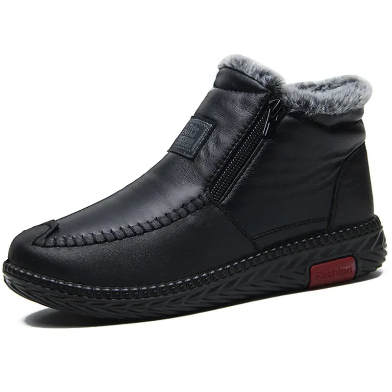 2024 Women's Boots Plush Female Shoes Anti-slip Womens Snow Boot Winter Cotton Leather Shoes Casual Ankle Boots Botas Mujer