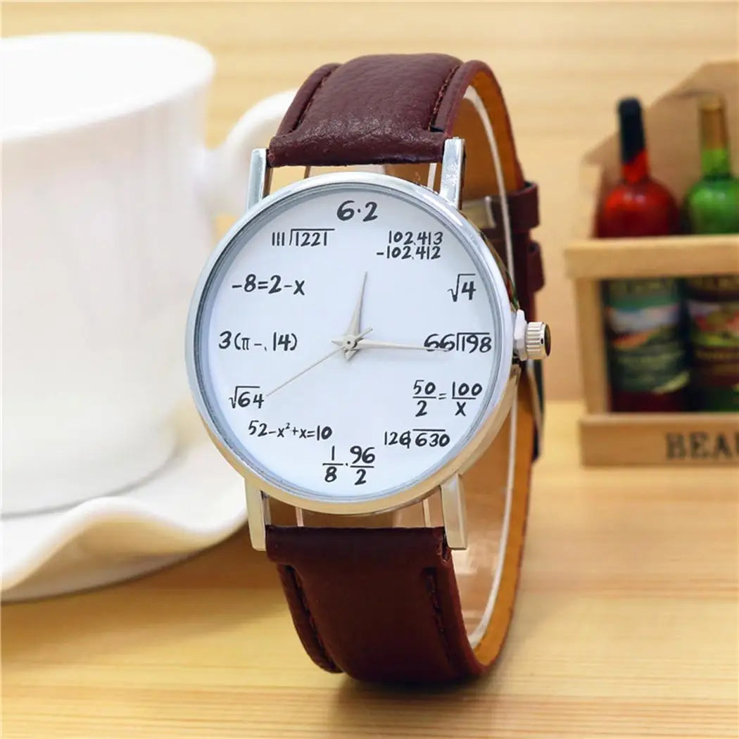 Fashion Ladies Watch Math Formula Watches Leather Strap Quartz Casual Watch for Women Dashboard Formula Relogio Ferminino