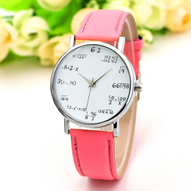 Fashion Ladies Watch Math Formula Watches Leather Strap Quartz Casual Watch for Women Dashboard Formula Relogio Ferminino