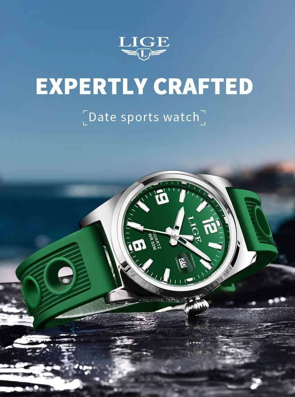 LIGE Man Watch Fashion Military Sport Quartz Calendar Watches for Men Waterproof Luminous Business Male Clock Relogio Masculino