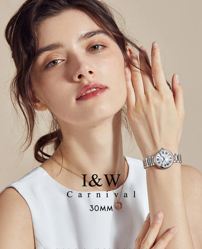 Relogio Feminino Switzerland I&W 2022 New Women Quartz Watches Sapphire Glass Waterproof 316L Stainless Steel Watch for Women