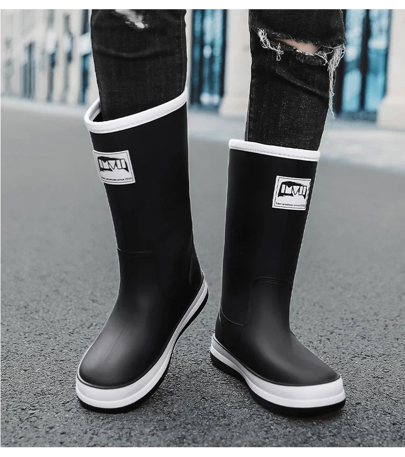 Men's Rain Shoes in The Cylinder Waterproof Wear-resistant Injection Molding Rubber Breathable New Outdoor Walking Water Shoes