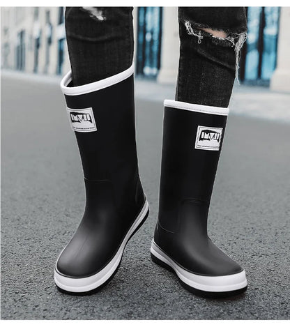 Men's Rain Shoes in The Cylinder Waterproof Wear-resistant Injection Molding Rubber Breathable New Outdoor Walking Water Shoes