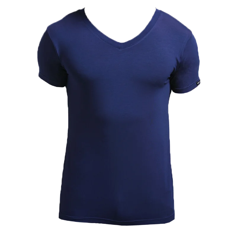 Modal summer round neck tight men's short sleeve V-neck T-shirt solid color vest T-shirt slim-fit sports undershirt