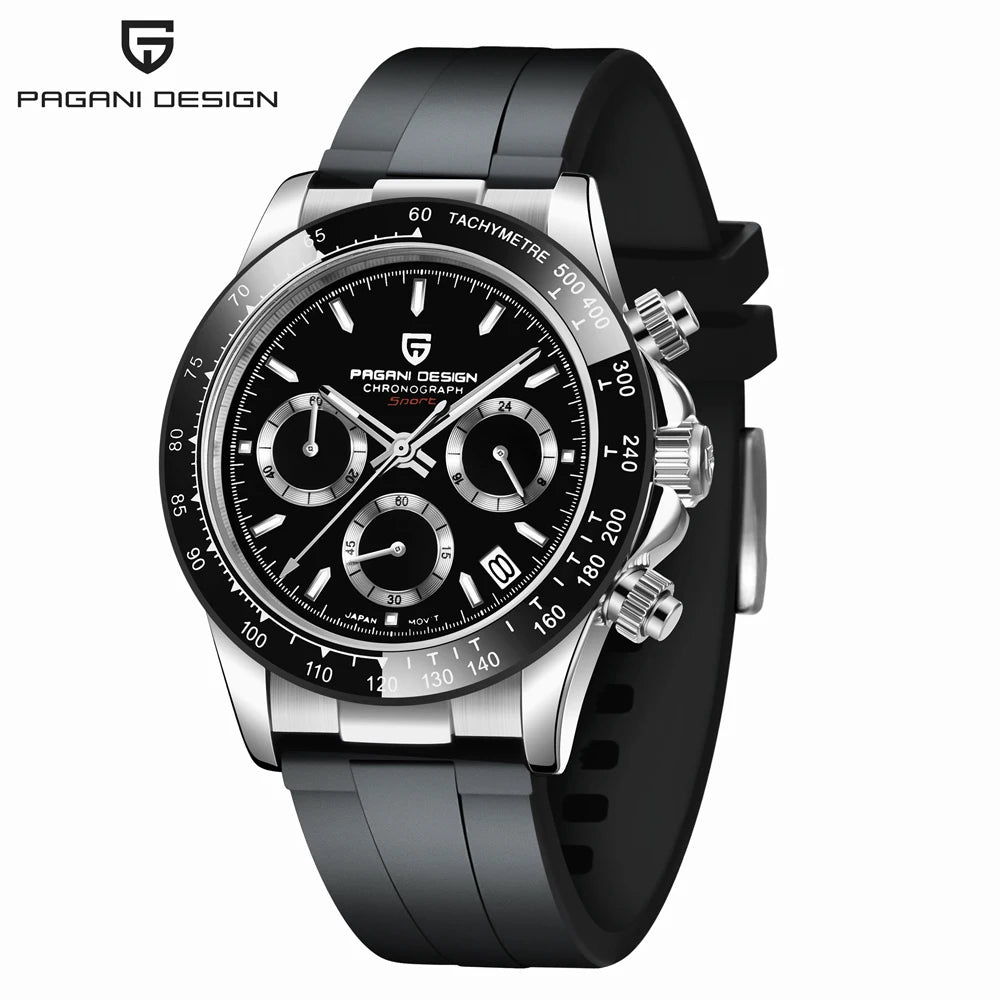 PAGANI DESIGN Watches Meteorite Surface Luxury Quartz Watches For Men Stainless Steel Waterproof Chronograph AR Sapphire Crystal