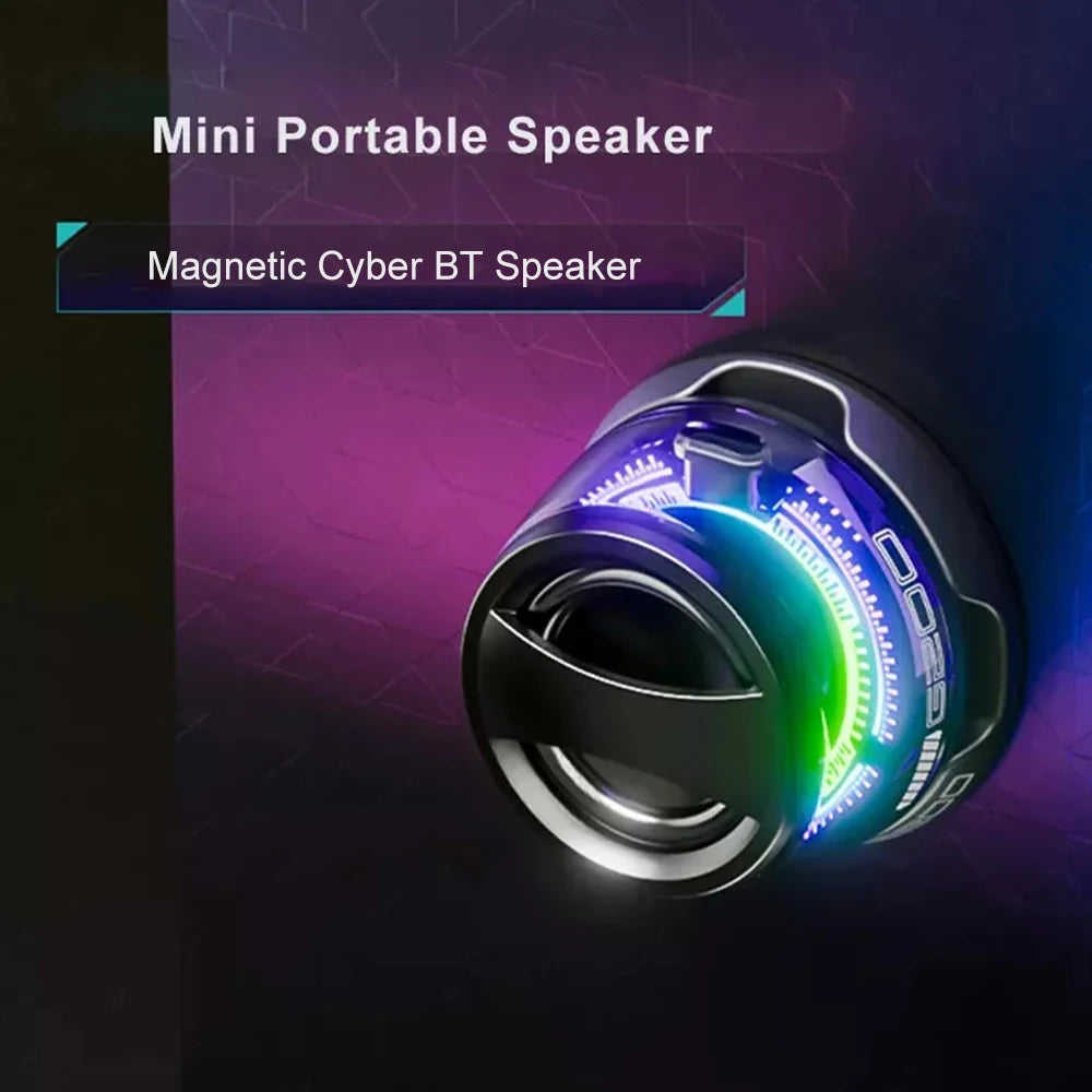 Bluetooth 5.3 Speaker Outdoor Magnetic RGB Lighting Bluetooth Speaker with RGB Color Light Multifunctional Magnetic Phone Holder