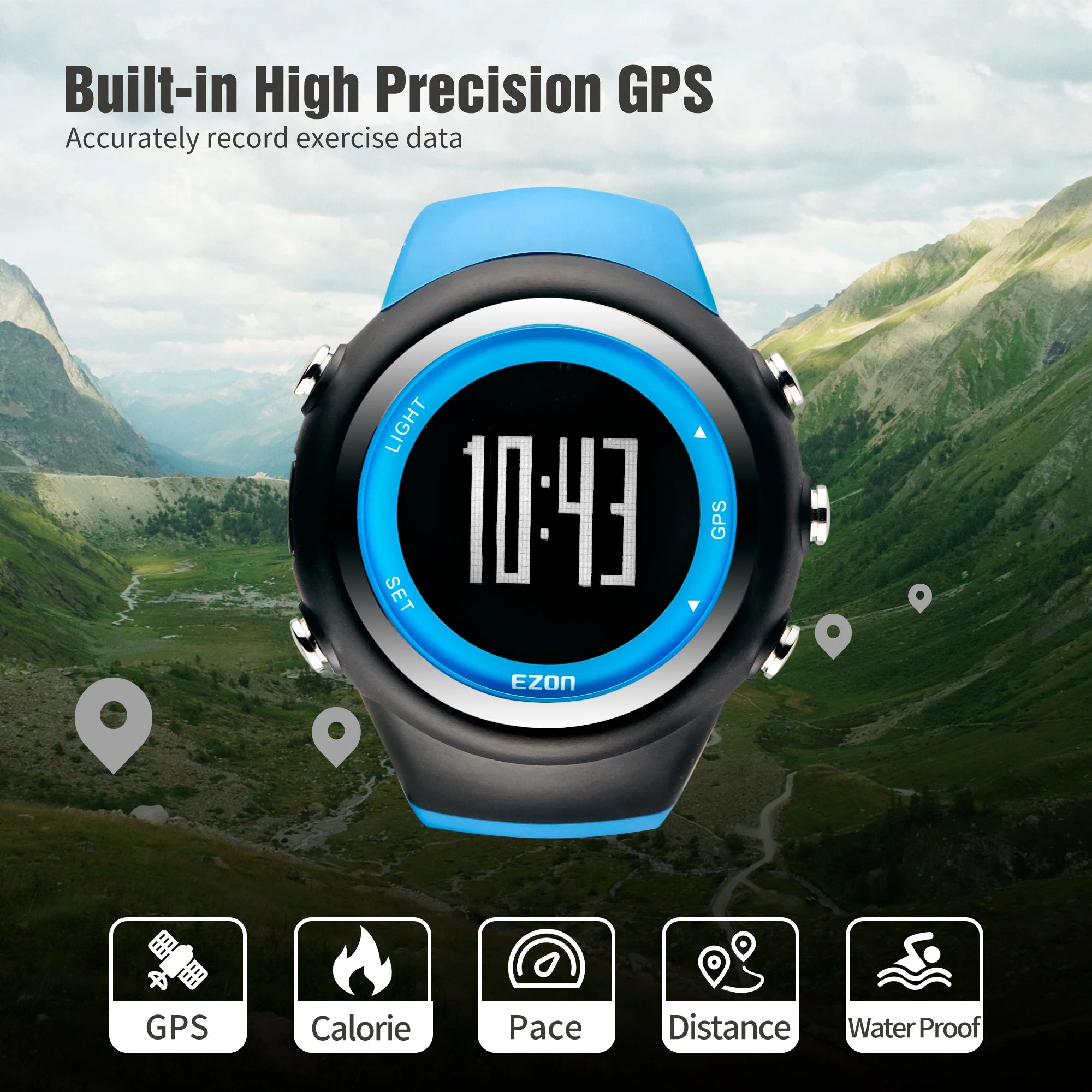 Best Selling EZON T031 GPS Running Sports Watch Sport Outdoor Waterproof Digital Watch Speed Distance Calorie Counter Men Watch
