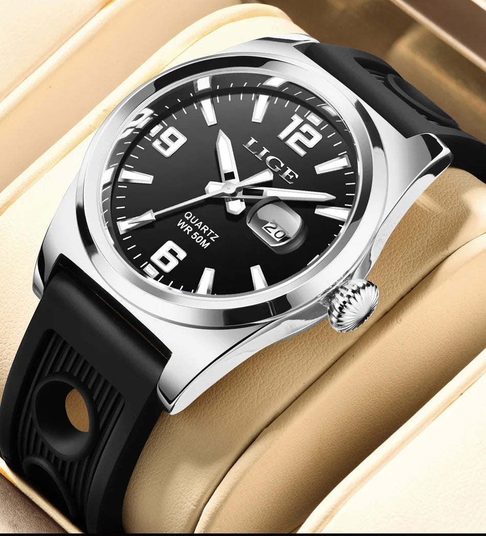 LIGE Man Watch Fashion Military Sport Quartz Calendar Watches for Men Waterproof Luminous Business Male Clock Relogio Masculino