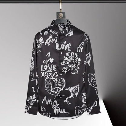 Hot men's shirt 3D printed pattern men's shirt long-sleeved lapel single-breasted fashion casual design slim body large size 6xl