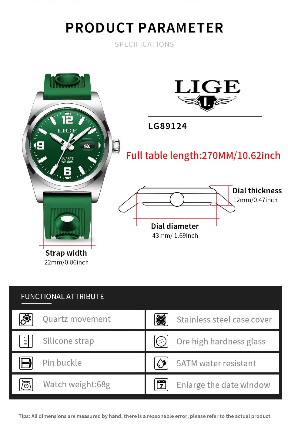 LIGE Man Watch Fashion Military Sport Quartz Calendar Watches for Men Waterproof Luminous Business Male Clock Relogio Masculino