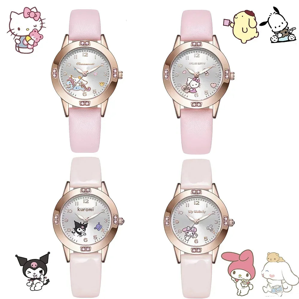 Sanrio Hello Kitty Women Watch Kuromi Cinnamoroll Kawaii Quartz Casual My Melody WristWatch Women Girl Children Gifts