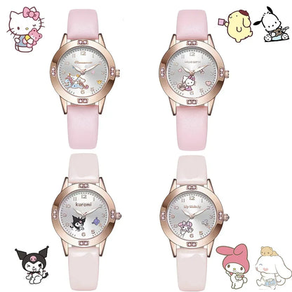 Sanrio Hello Kitty Women Watch Kuromi Cinnamoroll Kawaii Quartz Casual My Melody WristWatch Women Girl Children Gifts