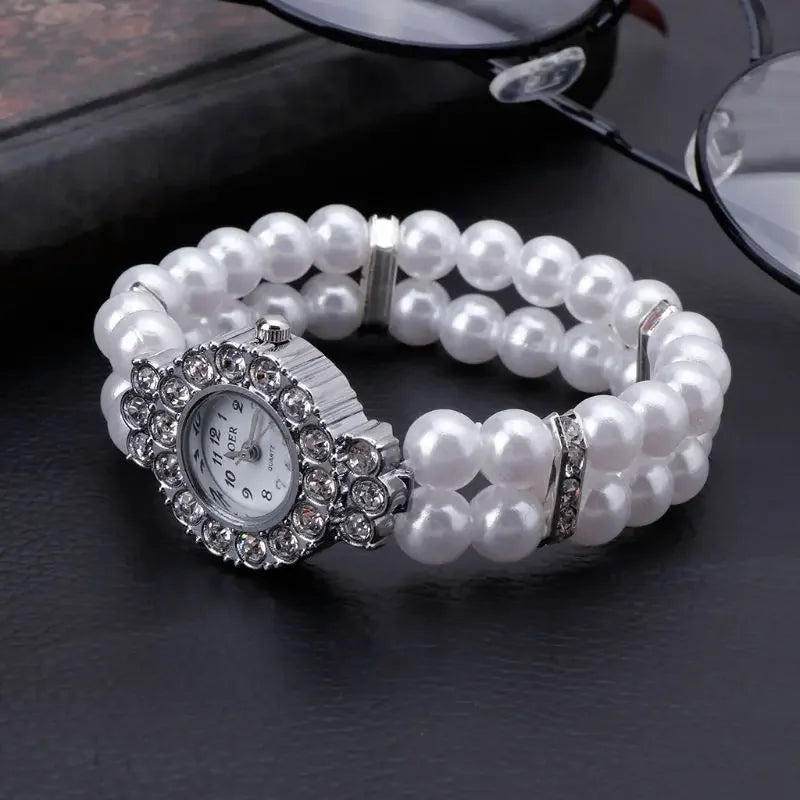 Fashion Women Watch Clock Women Casual Wristwatches Pearl Beaded Bracelet Watches Strap Quartz Wrist Watch Horloges Jewelry Gift