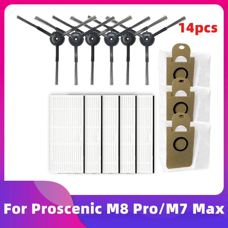 Fit For Proscenic M8 Pro M7 Max Robot Vacuum Cleaner Main Roller Side Brush Hepa Filter Mop Cloth Rag Dust Bag Replacement Part