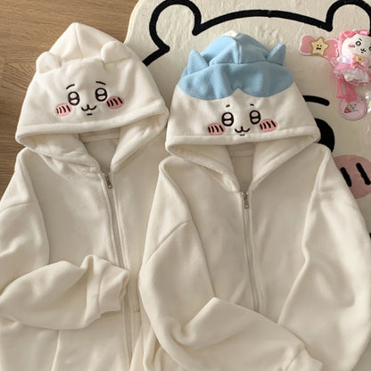 Streetwear Zipper Hoodie Y2K Womens Clothes Harajuku Gothic Kawaii Cute Embroidery Oversized Hooded Sweatshirt Jacket Coat