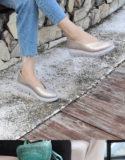 Women Fashion Wedge Heel Pumps 2025 Spring Summer Lightweight Platform Loafers Woman Soft Sole Comfort Casual Shoes Plus Size 42