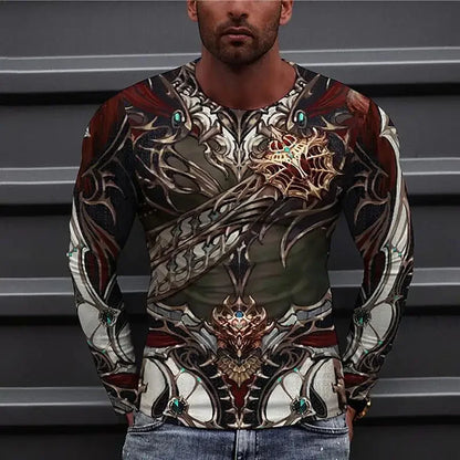 Animals  Vintage 3D Print Summer Men's Round Neck T-shirt Casual Long Sleeve Oversized T Shirt Fashion Pullover Men Clothing