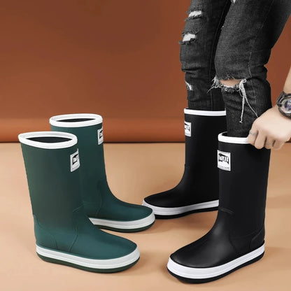 Men's Rain Shoes in The Cylinder Waterproof Wear-resistant Injection Molding Rubber Breathable New Outdoor Walking Water Shoes