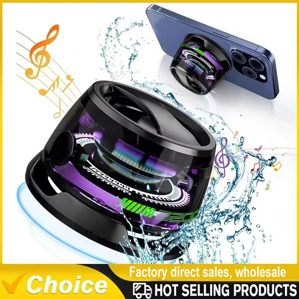 Bluetooth 5.3 Speaker Outdoor Magnetic RGB Lighting Bluetooth Speaker with RGB Color Light Multifunctional Magnetic Phone Holder