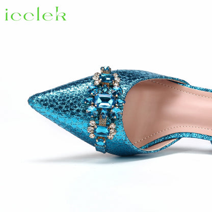 New Arrivals Special Design Pink Color African Women Shoes and Bag Set Pointed Toe Sandals for Wedding Party