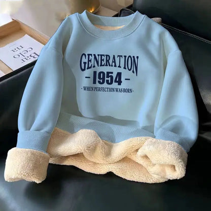 Women Hoodies Sweatshirt Letter Printing Lamb Velvet Thickened Street Warm Pullover Loose Crewneck Brown Hoodies Woman Clothing