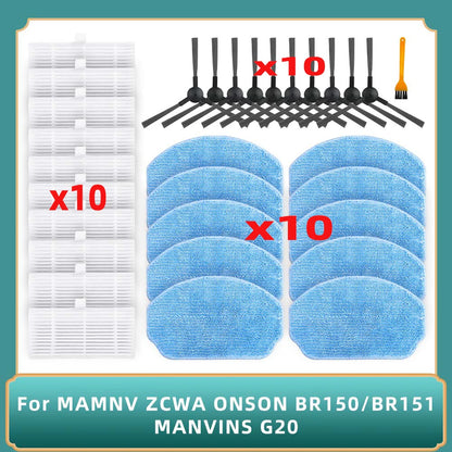 For MAMNV ZCWA ONSON BR150/BR151 MANVINS G20 /  Kabum Smart 100 / Midea VCR04W / IRBIS Bean 0121 Side Brush Cloths Filter Parts