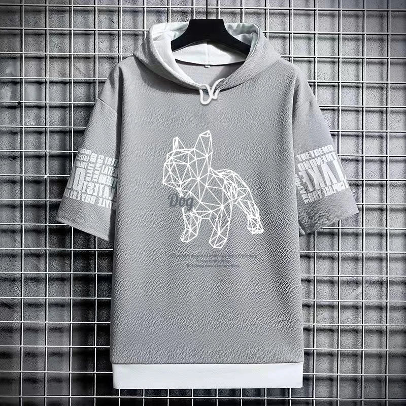 Men's Funny T-shirt Bulldog Design Graphic T Shirts Men Clothing Casual Harajuku Streetwear Print Hooded Top Short Sleeve Tee