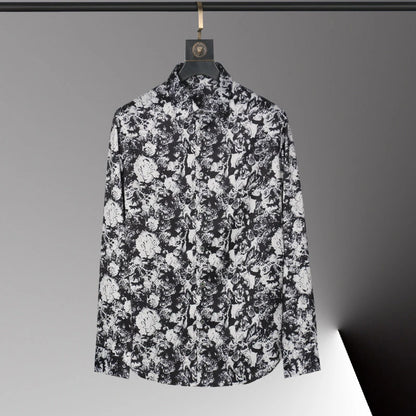 Hot men's shirt 3D printed pattern men's shirt long-sleeved lapel single-breasted fashion casual design slim body large size 6xl