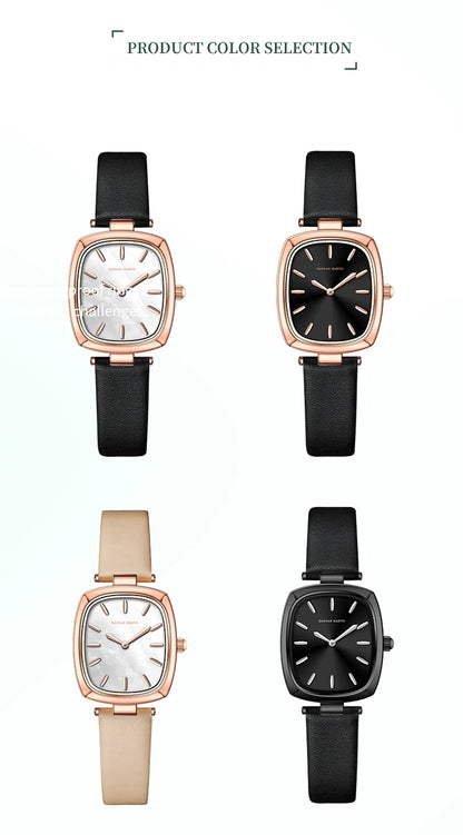 2024 New Womens Watch Hannah Martin Original Leather Rose Gold Simple Quartz Watch Top Brand 3Bar Waterproof Fashion Women Watch