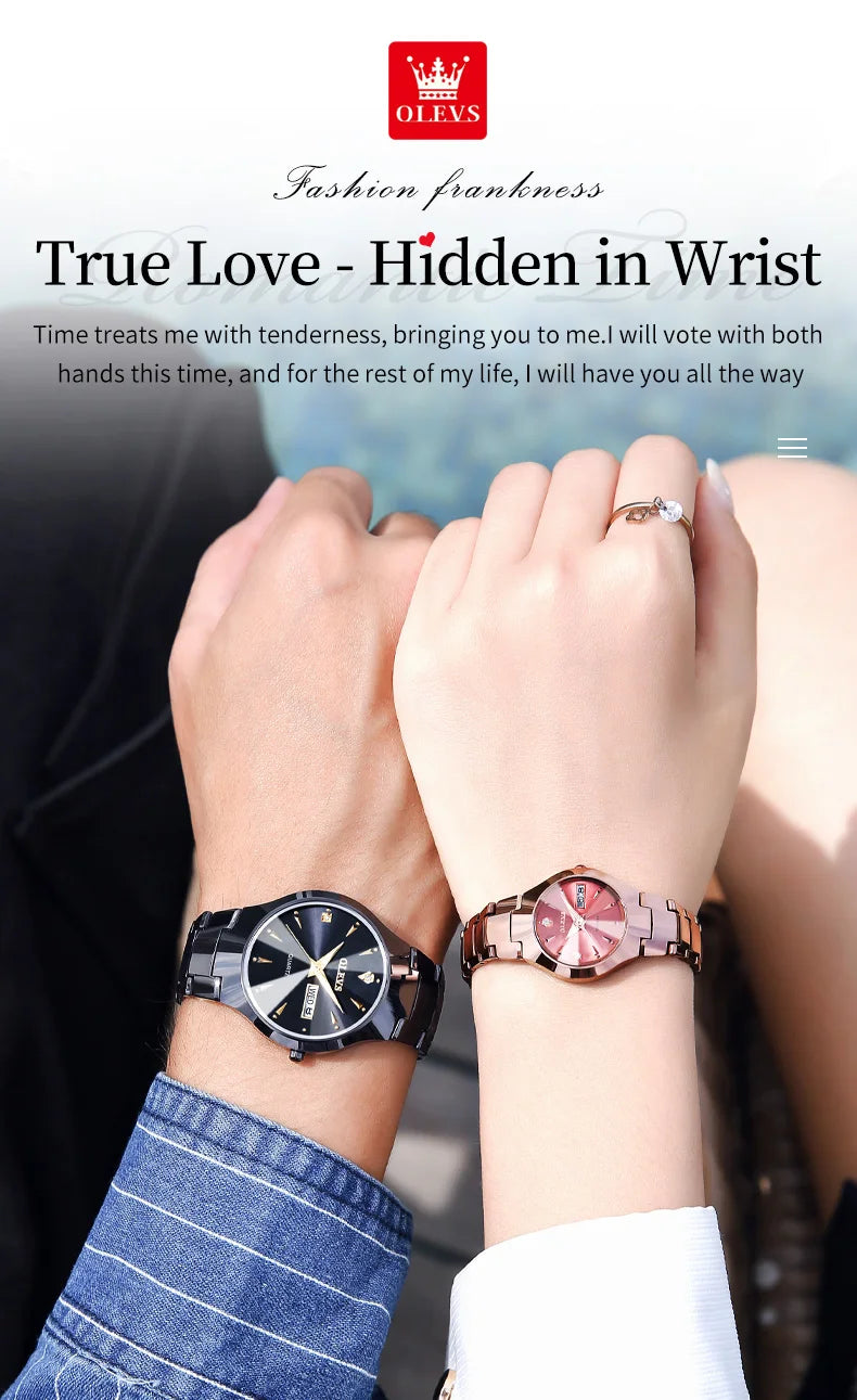 OLEVS 8697 Luxury Elegant Quartz Women's Watch Tungsten Steel Strap Fashion Waterproof Calendar Diamond dial Women's Watch