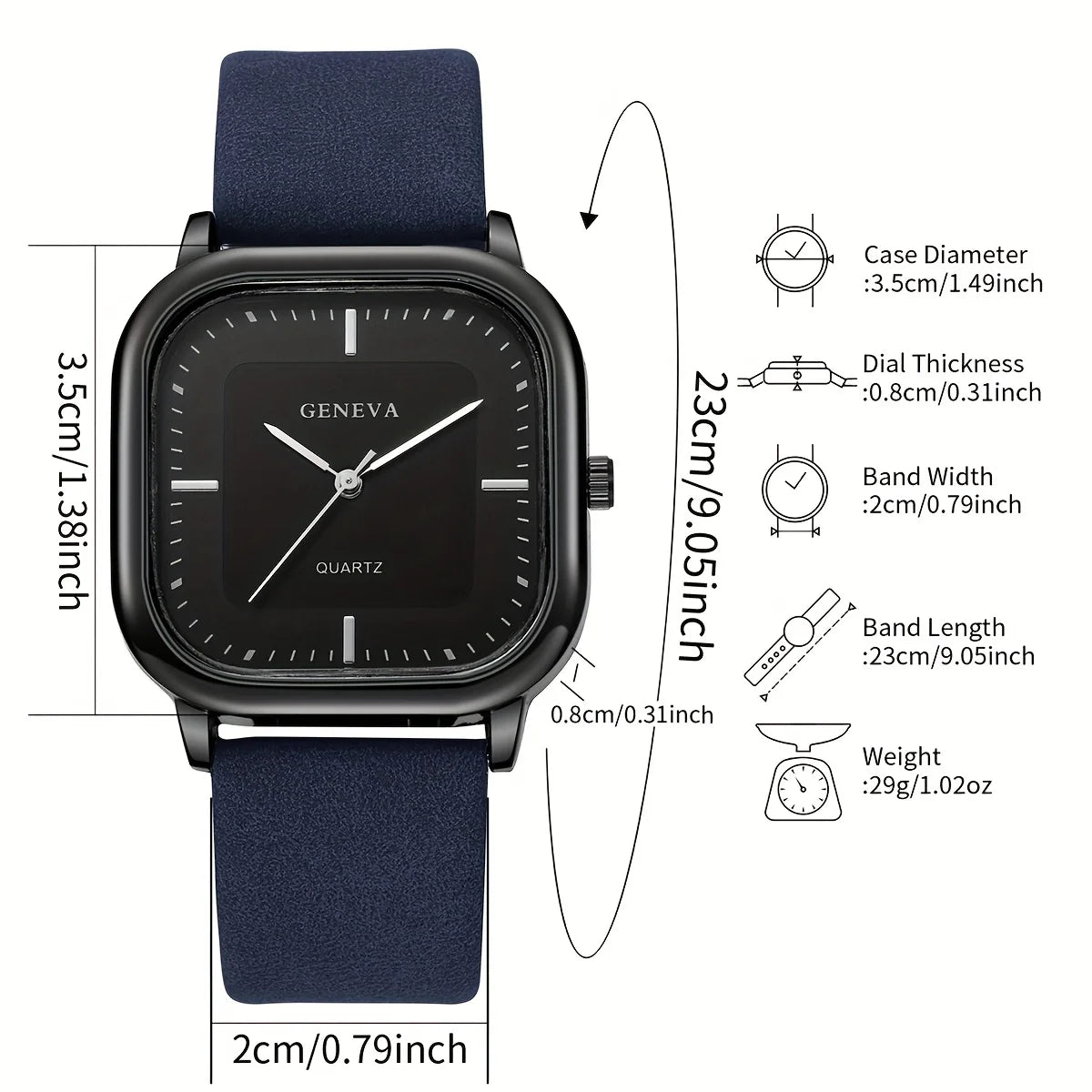 Fashion Square Dial Men's Watches Minimalist Quartz Watch Casual Leather Strap Wristwatch Reloj Hombre（Without Box）