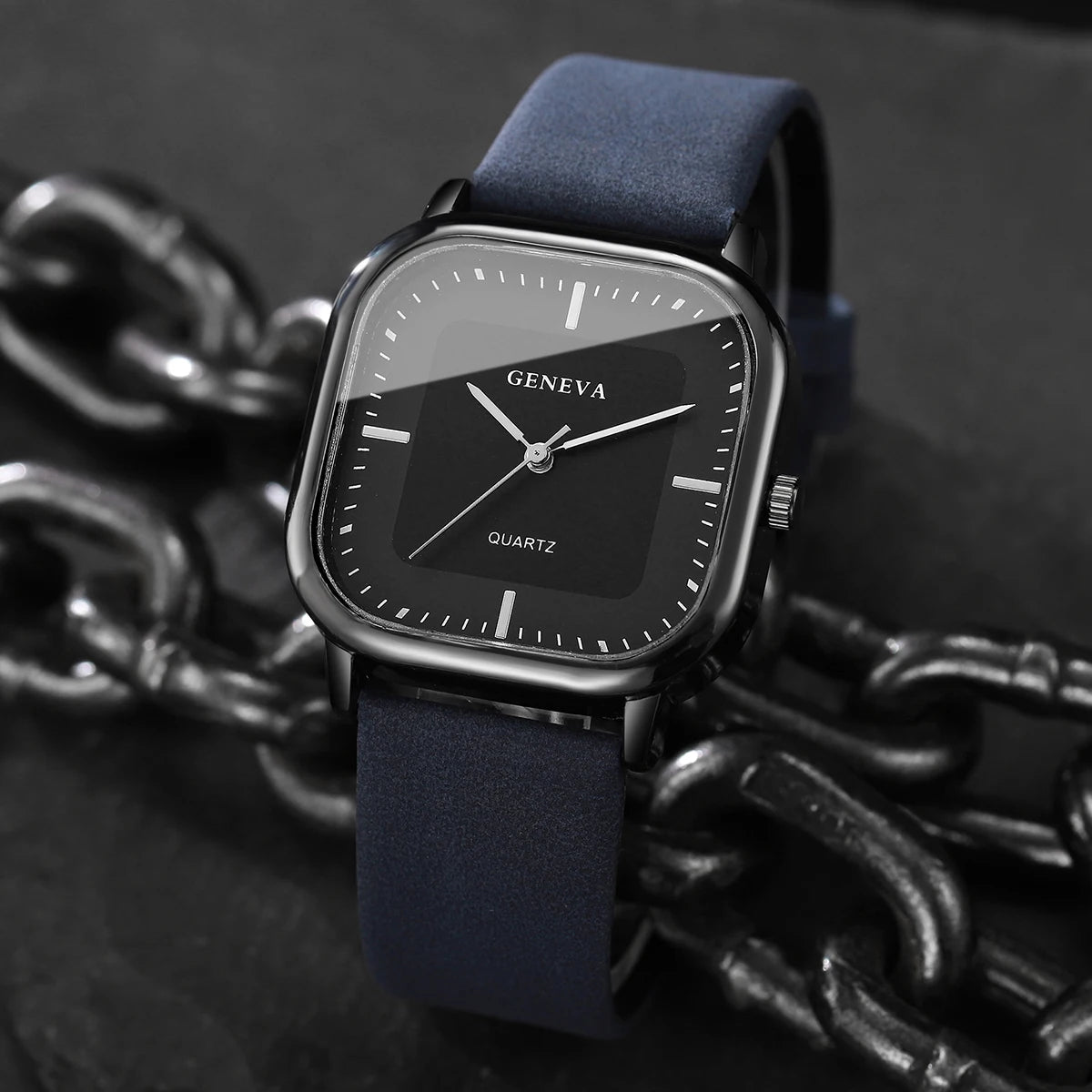 Fashion Square Dial Men's Watches Minimalist Quartz Watch Casual Leather Strap Wristwatch Reloj Hombre（Without Box）