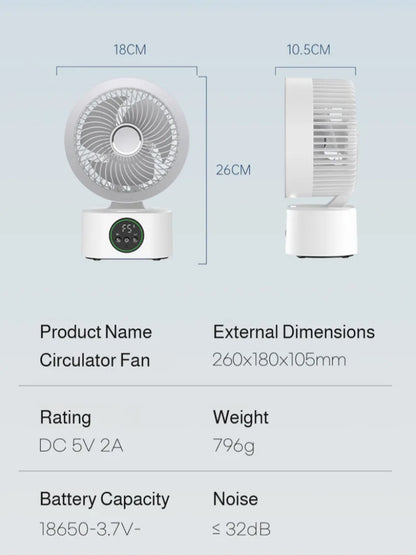 Portable Wall-Hanging Fan With Remote Control Rechargeable Usb Electric Folding Fan Nightlight Air Cooler Household Shaking