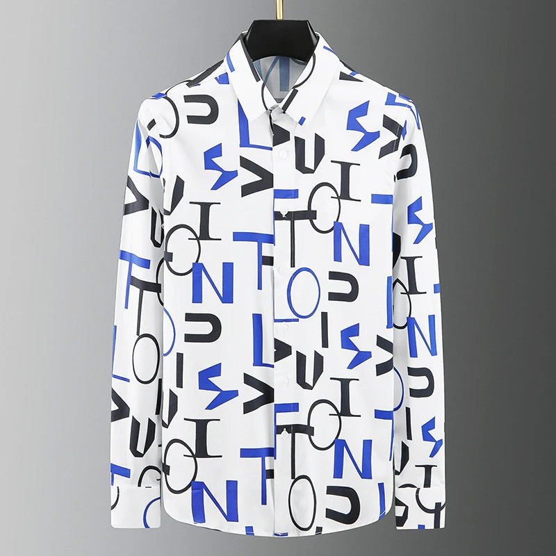 Hot men's shirt 3D printed pattern men's shirt long-sleeved lapel single-breasted fashion casual design slim body large size 6xl