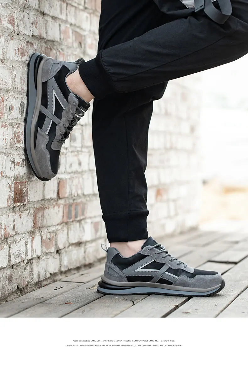Waterproof Work Safety Shoes Steel Toe Cap Reflective Strip Indestructible Anti-smash Men Sneakers Construction Male Footwear
