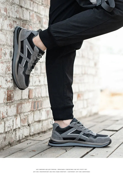 Waterproof Work Safety Shoes Steel Toe Cap Reflective Strip Indestructible Anti-smash Men Sneakers Construction Male Footwear
