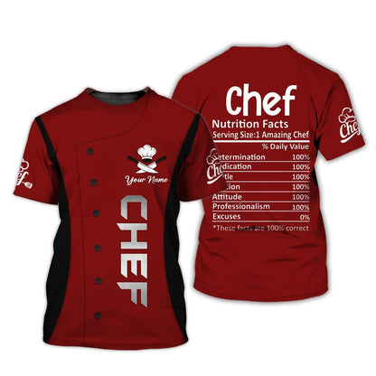 Funny Chef Work Uniform Men's T-shirts Personalization Name Custom Print Tees Casual O-neck Loose Short Sleeve Fashion Cook Tops