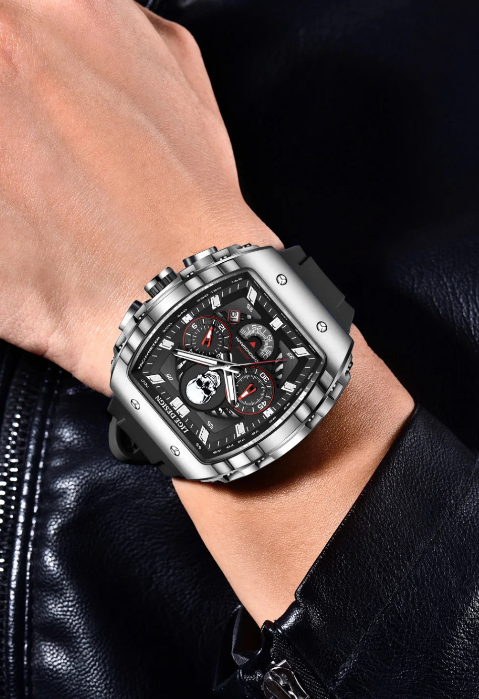 LIGE Men Watch Fashion Business Silicone Waterproof Watches for Men Military Sport Square Quartz Chronograph Relogios Masculino