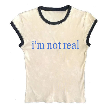 Letter Print T-Shirt Y2k Harajuku Summer Casual Short Sleeve Gothic Slim Crop Top Vintage Women Streetwear Sexy Grunge Fairy Tee