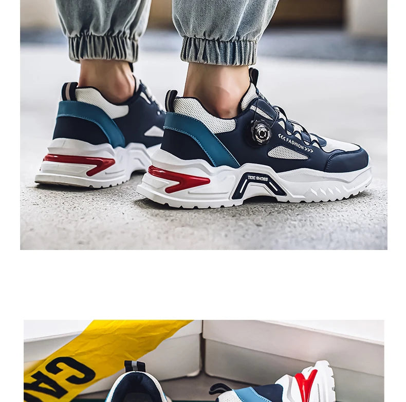 Men's Korean rotating shoelaces trendy sports shoes four season soft soled comfort casual sneakers outdoor student running shoes