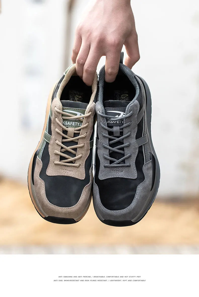 Waterproof Work Safety Shoes Steel Toe Cap Reflective Strip Indestructible Anti-smash Men Sneakers Construction Male Footwear