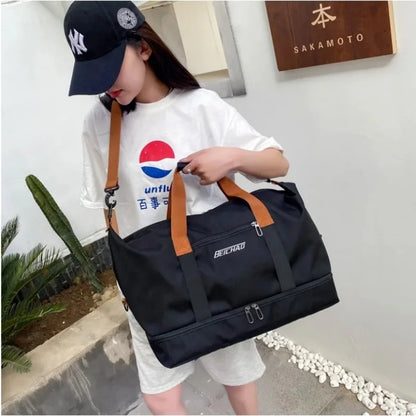 Fitness bag Large capacity Short distance luggage portable fitness bag Travel bag Shoulder handbag Men's sports waterproof bag