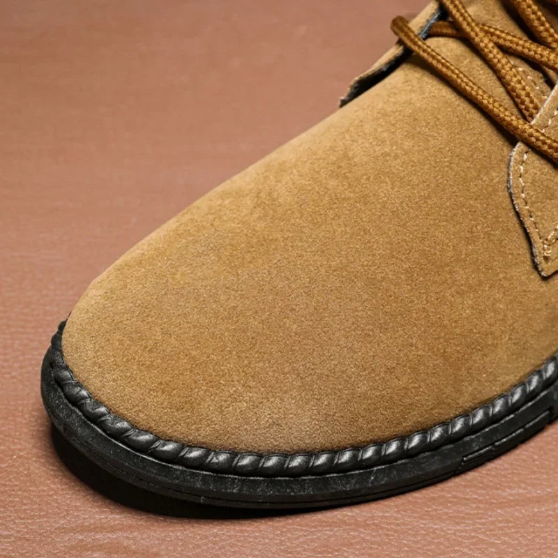 Winter Outdoor Men Casual Shoes Leather Ankle Boots No-slip High Top Male Work Shoes High Quanlity Square Head Men Chelsea Boots